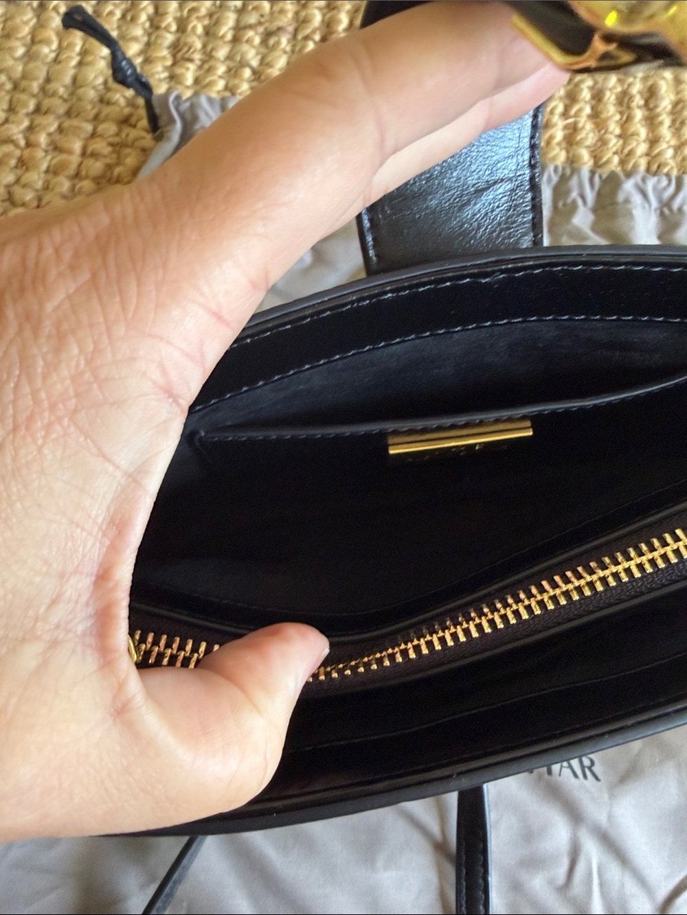 Alexis Bittar Black Leather Crossbody with Gold Lion Hardware - Picture 4 of 9